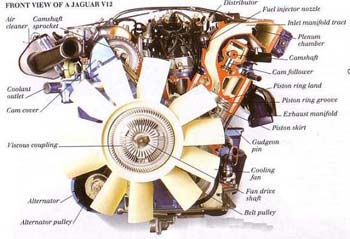 Modern Engines-Front View of a Jaguar V12