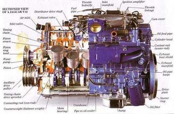Modern Engines-Sectioned View of a Jaguar V12 (modern engine)